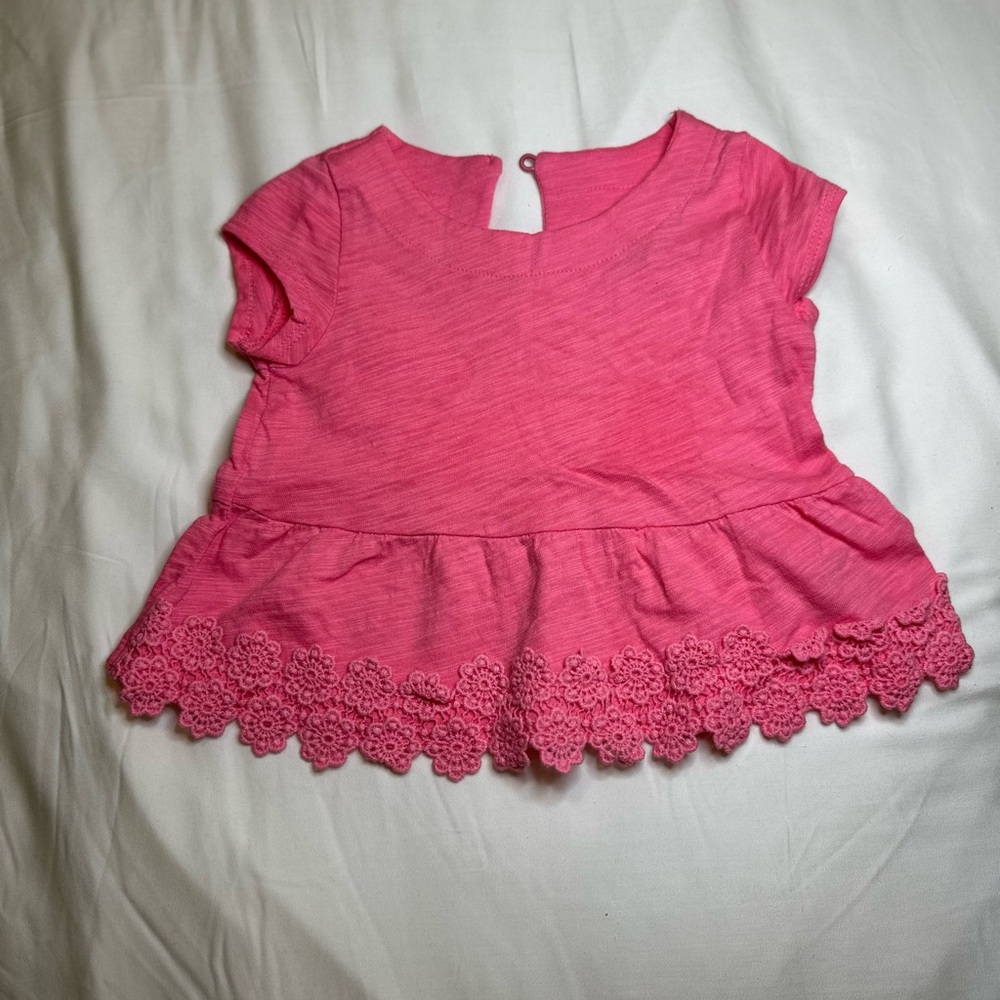 Oshkosh Pink Kids Floral Lace Top Size 6M
